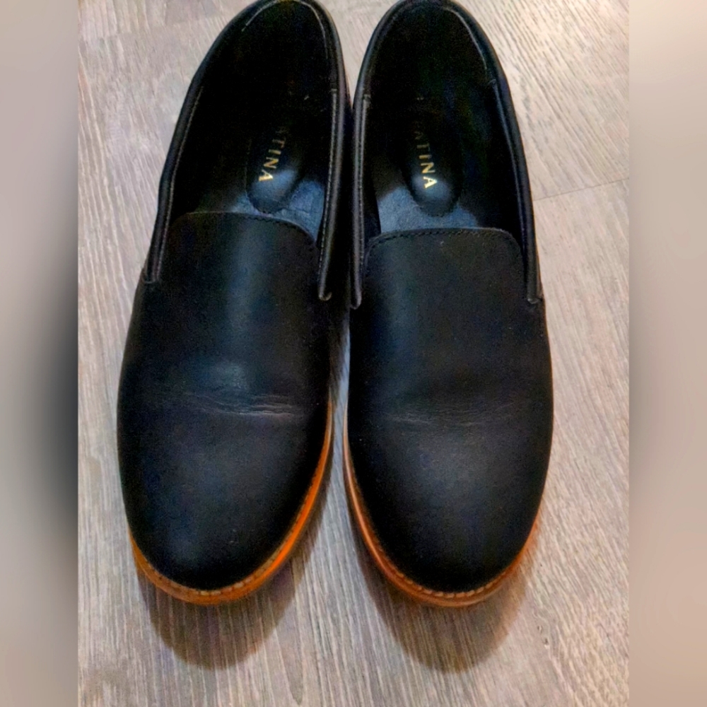 Portland Leather Patina Flats, black, size 8